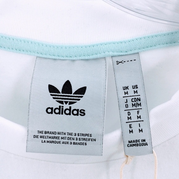 Adidas Originals Mens T Shirt White Teal Colorblock Trefoil Center Logo Sz M - Picture 11 of 14